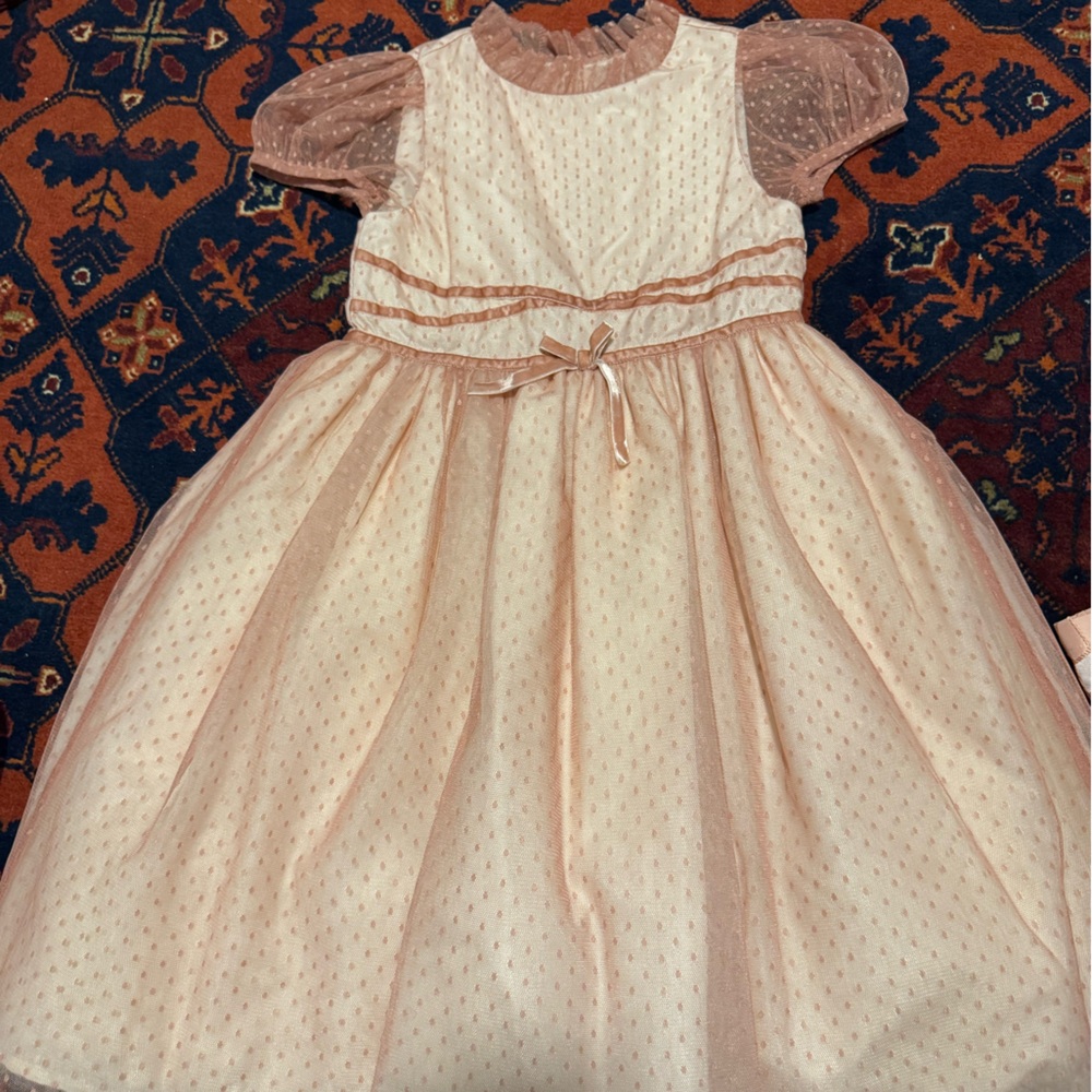 Janie and Jack Cream and Pink Formal Kids Dress